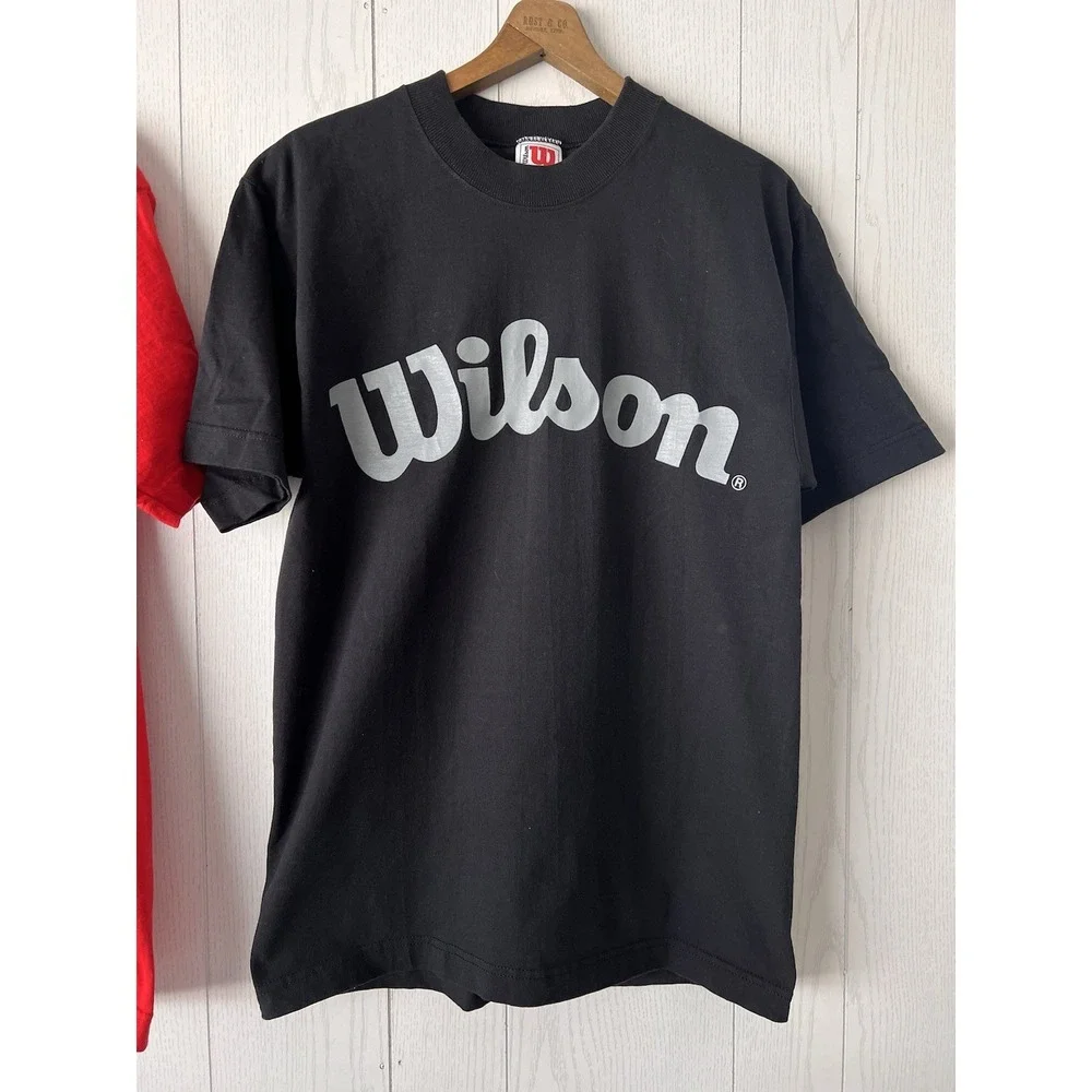 Vintage 90's LOT OF 2 Wilson Athletic Spellout T-Shirts USA Men Medium Black Red